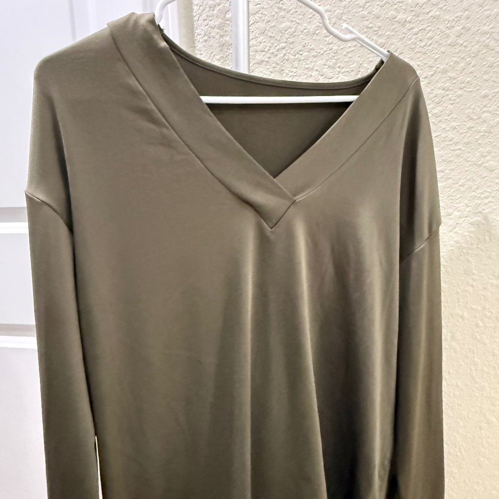 Lightweight Olive Top with Button Detailing